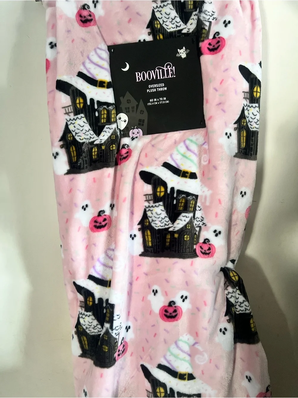 Pink Plush Halloween Oversized Throw blanket